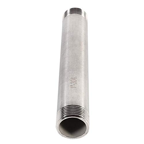 SS304 200 mm Acoplamiento de rosca 304 acero inoxidable, BSP Macho x Macho empalme de tuberas 1/4"1/2" 3/4"1" para tubo de aire, tubo de combustible, tubo de agua (DN25*200mm=1)