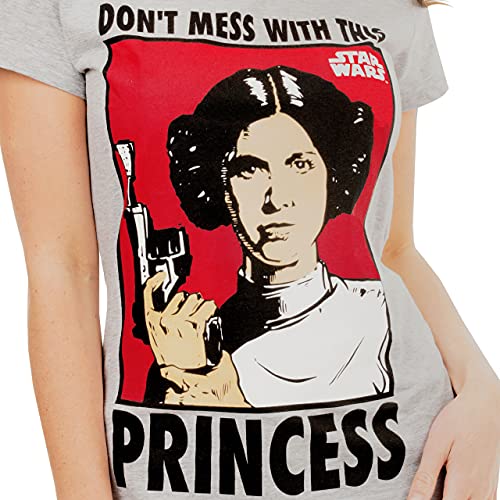 Star Wars Camiseta para Mujer Princesa Leia Gris Small