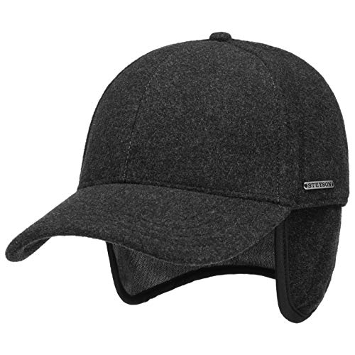 Stetson Gorra de Béisbol con Orejeras Vaby con Cachemira, Hombre - con Visera y Protector de Cuello - con Orejeras - Gorra de Lana otoño/Invierno Antracita M (56-57 cm)