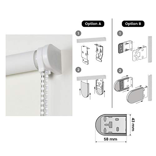 STORESDECO - Estor Enrollable Opaco, Estor Blackout, Persiana Opaca para Ventanas y Puertas | Color Crudo, 100 cm x 180 cm