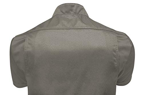 strongAnt Chaqueta de cocinero para hombre, manga corta, incluye botones de bola, easyClean, tejido protector, corte ajustado, uniforme de cocinero profesional, Oliva de cáñamo, L