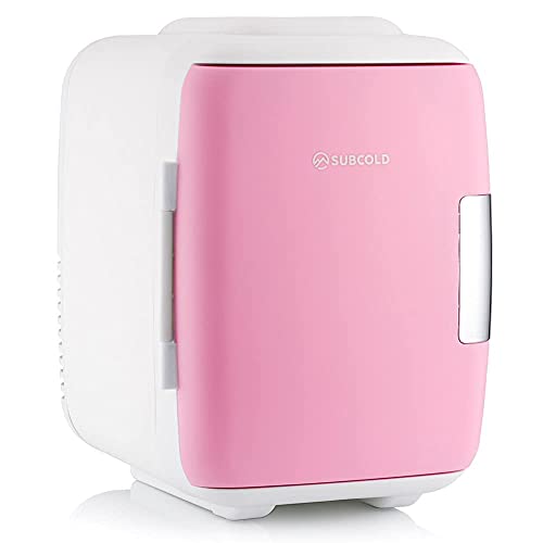 Subcold Classic4 Mini Nevera - enfría y calienta | 4 litros / 6 latas (330ml) | 220V / USB | Nevera pequeña portátil para habitación, cosméticos, oficina, coche (Rosado)