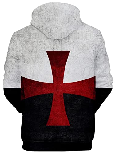 Sudadera con capucha para hombre medieval templario caballero cruzado cruzado chaqueta superior armadura Cosplay impresión 3D manga larga Cool sudadera traje, Mtk10, XXL