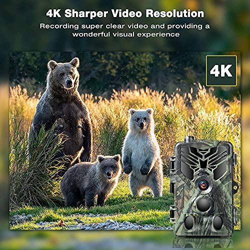 SUNTEKCAM 4G 30MP 4K Cámara de Caza Nocturna Video en Tiempo Real del teléfono móvil con App Gratis Cámara de Fototrampeo con Tarjeta de Flujo Visión IR LED Invisibles Caza de Fauna