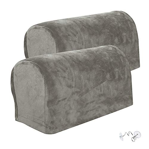 SwirlColor Funda Reposabrazos, Aproximadamente 55 x 15 x 25 cm Fundas de Reposabrazos Suaves Antideslizantes para Sillones Muebles Sofá Sofá Protector de Brazo - Gris