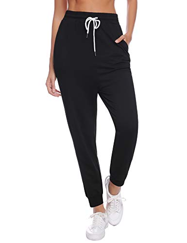 Sykooria Pantalones Deportivos Casuales para Mujer, Pantalones de Jogger de Cintura con cordón de algodón Pantalones de chándal Suaves y Ligeros Pantalones de chándal con Bolsillo