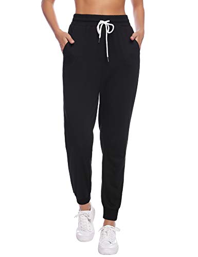 Sykooria Pantalones Deportivos Casuales para Mujer, Pantalones de Jogger de Cintura con cordón de algodón Pantalones de chándal Suaves y Ligeros Pantalones de chándal con Bolsillo