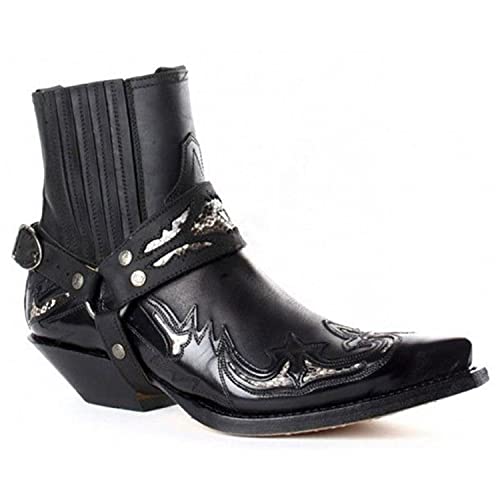 TAOYAO Botas de Vaquero Occidentales para Hombre Bota de Caballero de la Vendimia Botas de Alta Ayuda Punk Rock Estilo gtico Botas a Media Pantorrilla Caza de Invierno Senderismo Trekking