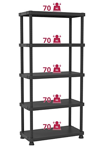 TERRY Scaffale 9045/5c Estantería Modular con 5 Estantes. Negro, 90x45x187,5 cm