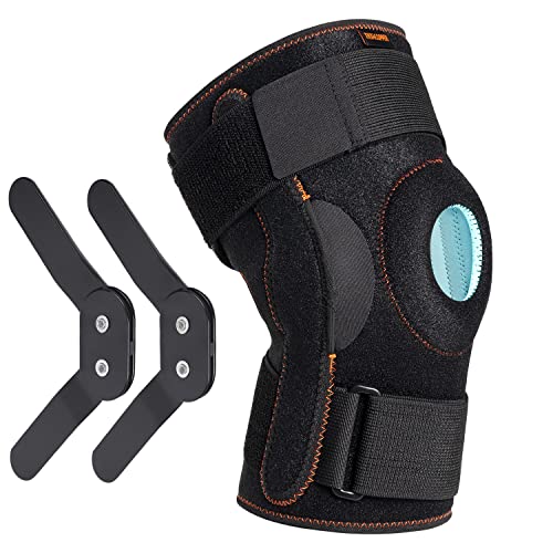 Thx4COPPER Rodillera plegable con rótula abierta ajustable con correas paralelas y estabilizadores de doble cara, rodillera de compresión para aliviar el dolor de rodilla