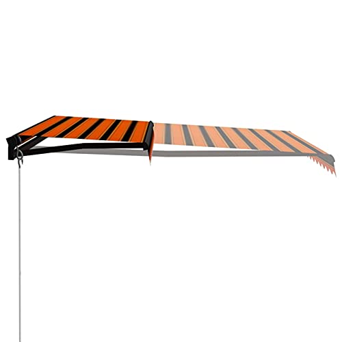 Tidyard Toldo Retráctil Manual con LED l Toldo Retráctil para Terraza Jardín Exterior Balcón Toldo Retráctil Manual para Ventana Naranja y Marrón 350x250 cm