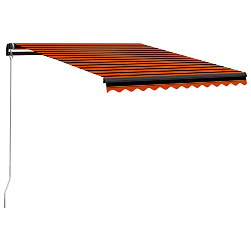 Tidyard Toldo Retráctil Manual con LED l Toldo Retráctil para Terraza Jardín Exterior Balcón Toldo Retráctil Manual para Ventana Naranja y Marrón 350x250 cm