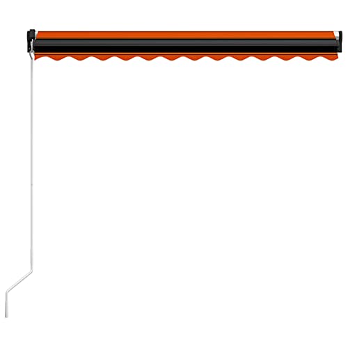 Tidyard Toldo Retráctil Manual con LED l Toldo Retráctil para Terraza Jardín Exterior Balcón Toldo Retráctil Manual para Ventana Naranja y Marrón 350x250 cm