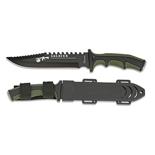 Tiendas LGP Albainox - 32405 - Cuchillo Albainox Soldier Verde. H:19cm - Herramienta para Caza, Pesca, Camping, Outdoor, Supervivencia y Bushcraft