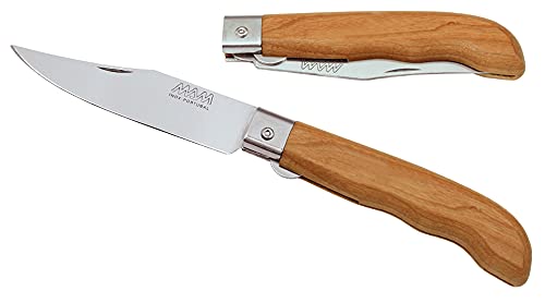 Tiendas LGP - MAM - Navaja con bloqueo, Mango de Madera, Hoja de Acero INOX de 8,5 cm. con Funda, 14025