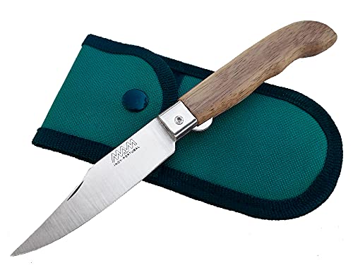 Tiendas LGP - MAM - Navaja con bloqueo, Mango de Madera, Hoja de Acero INOX de 8,5 cm. con Funda, 14025