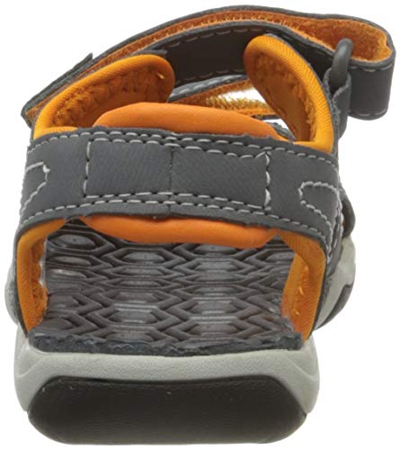 Timberland Adventure Seeker 2 Strap (Toddler), Sandalias de Punta Descubierta Unisex niños, Gris Medium Grey with Orange, 27 EU