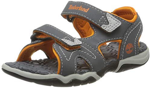 Timberland Adventure Seeker 2 Strap (Toddler), Sandalias de Punta Descubierta Unisex niños, Gris Medium Grey with Orange, 27 EU