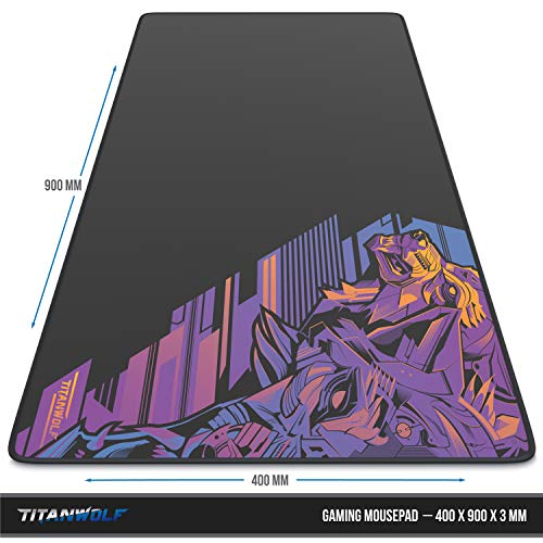 TITANWOLF - XXL Alfombrilla para ratón 900 x 400 mm - Speed Gaming Mousepad - Mouse Pad para Ordenador - Base para Mesa Grandes Dimensiones - Diseño Vector Retro