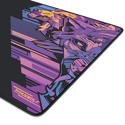 TITANWOLF - XXL Alfombrilla para ratón 900 x 400 mm - Speed Gaming Mousepad - Mouse Pad para Ordenador - Base para Mesa Grandes Dimensiones - Diseño Vector Retro