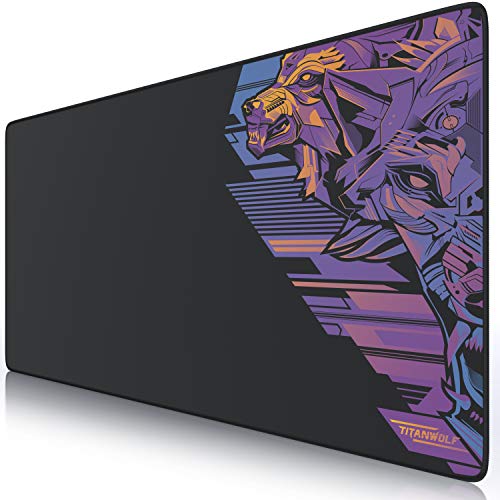 TITANWOLF - XXL Alfombrilla para ratón 900 x 400 mm - Speed Gaming Mousepad - Mouse Pad para Ordenador - Base para Mesa Grandes Dimensiones - Diseño Vector Retro