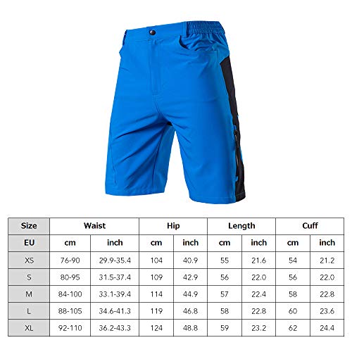 TOM SHOO Pantalones Cortos de MTB, Pantalones Cortos de Ciclismo para Hombre con Acolchados en 3D y 4 Bolsillos para Deporte al Aire Libre y Ciclismo