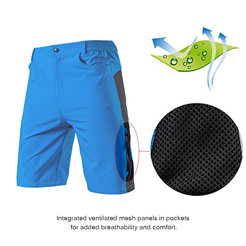 TOM SHOO Pantalones Cortos de MTB, Pantalones Cortos de Ciclismo para Hombre con Acolchados en 3D y 4 Bolsillos para Deporte al Aire Libre y Ciclismo