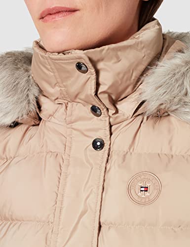 Tommy Hilfiger TH ESS Tyra-Chaleco de plumón con Pelo, Beige, XXL para Mujer