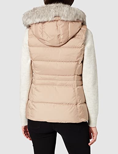 Tommy Hilfiger TH ESS Tyra-Chaleco de plumón con Pelo, Beige, XXL para Mujer