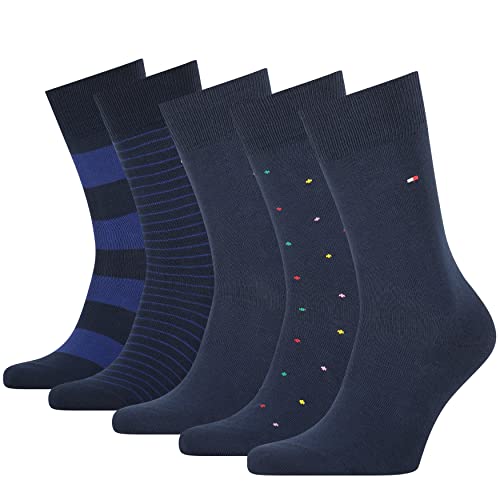 Tommy Hilfiger Tommy Hilfiger Stripe And Dot Men'S SoCKs Tin Gift Box, Calcetín Clásico para Hombre, Azul (Navy), 43/46