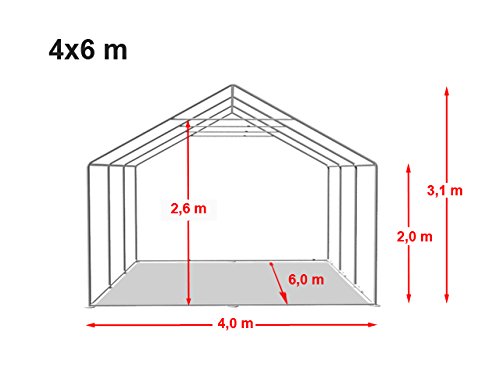 TOOLPORT Carpa de Fiesta 4x6 m Lona PVC Aprox. 500g/m² 100% Impermeable con Estructura de Suelo Blanco