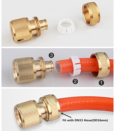 Topways® Conjunto de reparación de Manguera 2X Latón Manguera de Agua de jardín de 1/2" Conector Blando de Extremo rápido Quick End Connector & 1x Doble Extensor Conector de Manguera Doble Macho