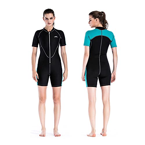 Traje de neopreno de 2 mm para hombre y mujer, con cremallera frontal, de neopreno, manga corta, para surf, natación, esnórquel (mujeres, XXL)