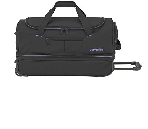 Travelite Basics Trolley Reisetasche auf Rollen 55cm, erweiterbar auf 64 Liter Volumen, in DREI Farben Bolso de Viaje 55 Centimeters 51 Negro (Schwarz/Blau)