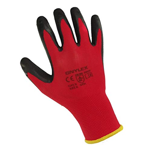 Trevendo Guantes de trabajo Guantes de montaje sólidos con recubrimiento de látex, talla 11, 12 pares