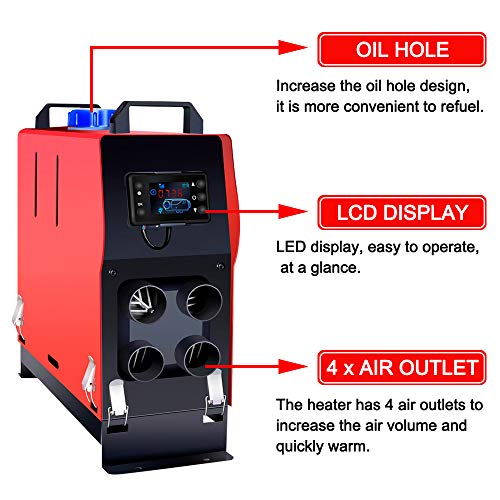 Triclicks 5KW 12V Calentador de Aire Diesel,Diesel Calentador Coche,Calentador de Combustible Calefacción Estacionaria Diesel con Monitor LCD para Furgonetas, remolques de automóviles,Barcos