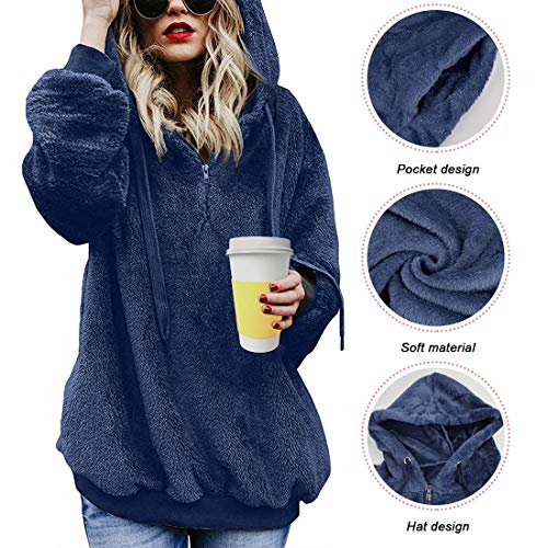 Tuopuda Mujer Sudadera con Capucha Suelta Tallas Grandes Invierno Manga Larga Pullover Deportivo Cremallera Chaqueta Hoodies Suéter Abrigo con Bolsillos 2019 El Nuevo