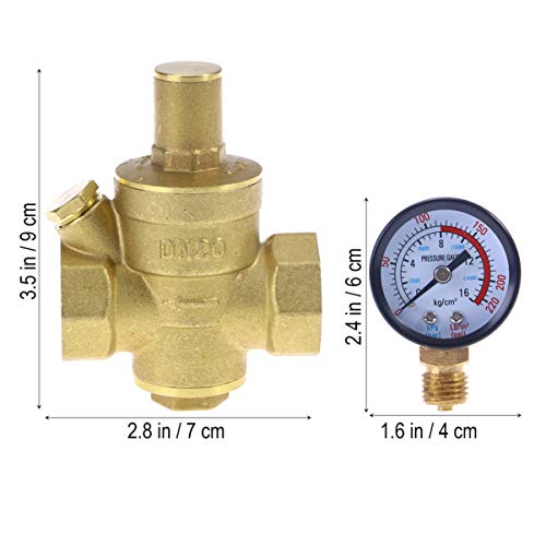 UKCOCO Válvula reguladora de presión de agua DN20 con medidor de presión de agua