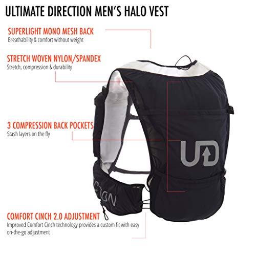 Ultimate Direction MEN's Halo MD Black, Mochila Hidratante para Hombre, Negro, Medium