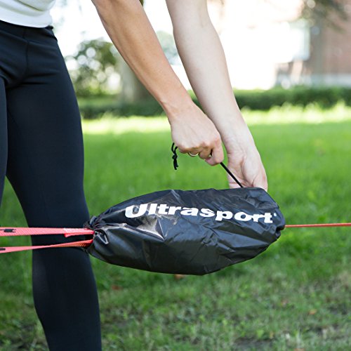 Ultrasport Slackline con Tensor de Carraca y Bolsa de Transporte para Principiantes, Niños y Familias, en 2 Tamaños, Disponible con o sin Protector para Árboles, Set Fitness, Unisex Adulto, 25 m, Rojo