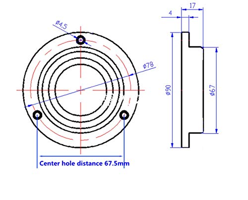 UMEI Nivel circular de alta precisión de 90 mm. Con tres agujeros de montaje, se puede fijar. (90 x 67 x 17 mm).