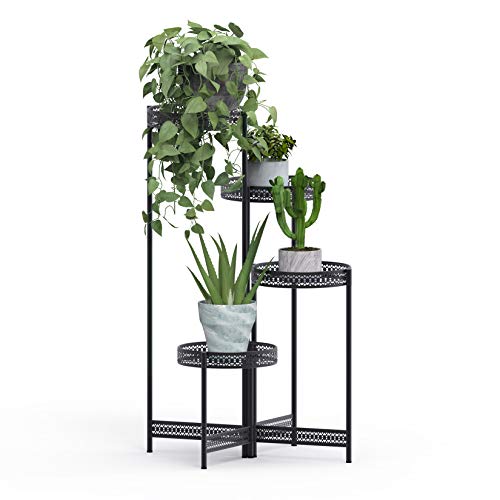 unho Metal Estanterias para Macetas Plegable, Soporte Macetas con 4 Niveles Escalera para Macetas Soporte Plantas Interior Estanterias Decorativas Plantas Exterior Salón Balcón Oficina 53 x 90 cm