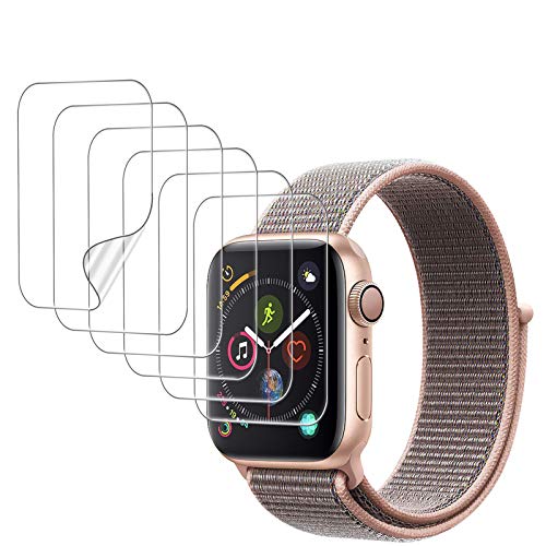 UniqueMe [6 Pack] Compatible con Apple Watch 40mm Series 6/5/4/SE Protector de Pantalla de TPU, [Caso Amigable] [Fácil de Instalar] Flexible HD Film