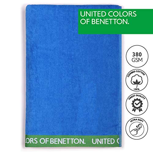 UNITED COLORS OF BENETTON.- Toalla de Playa 90x160cm 380gsm Velour 100% algodón Azul Casa Benetton, 90x160