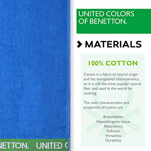 UNITED COLORS OF BENETTON.- Toalla de Playa 90x160cm 380gsm Velour 100% algodón Azul Casa Benetton, 90x160