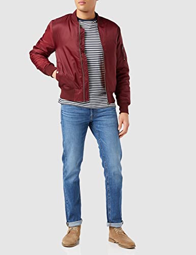 Urban Classics Basic Bomber Jacket - Chaqueta Hombre, Rojo (burgundy 606), Medium