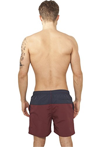 Urban Classics Block Swim Shorts Bañador de natación, Multicolor (Nvy/Burgundy), 5XL para Hombre