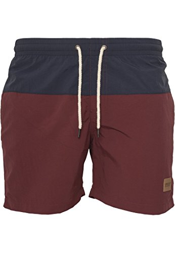 Urban Classics Block Swim Shorts Bañador de natación, Multicolor (Nvy/Burgundy), 5XL para Hombre