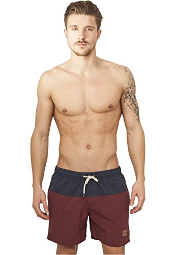 Urban Classics Block Swim Shorts Bañador de natación, Multicolor (Nvy/Burgundy), 5XL para Hombre