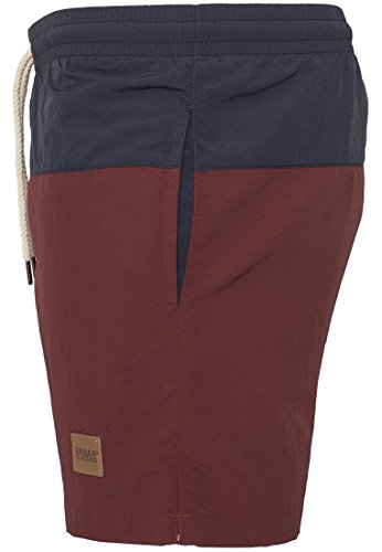 Urban Classics Block Swim Shorts Bañador de natación, Multicolor (Nvy/Burgundy), 5XL para Hombre